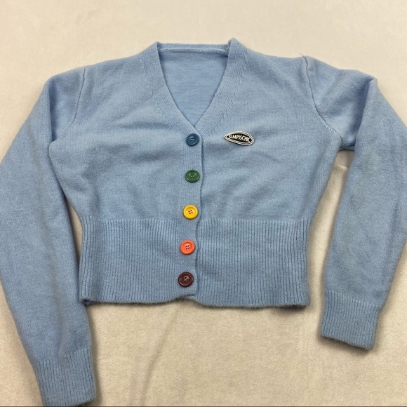 NWOT Cropped rainbow button wool blend sweater - Picture 1 of 7